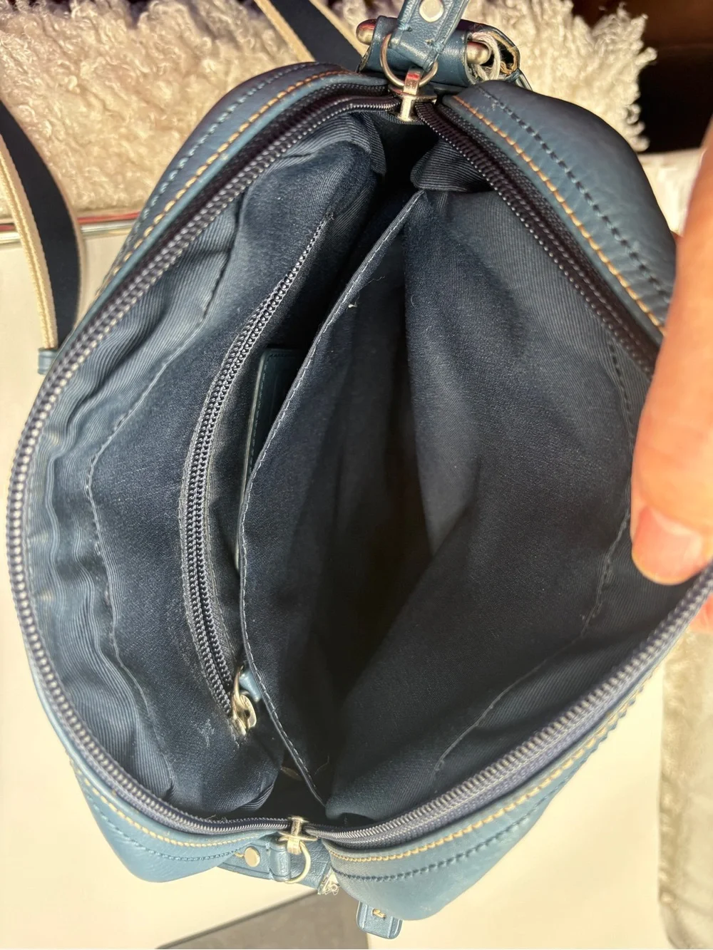 Coach Blue Leather Crossbody Messenger Bag Adjustable Strap Men’s